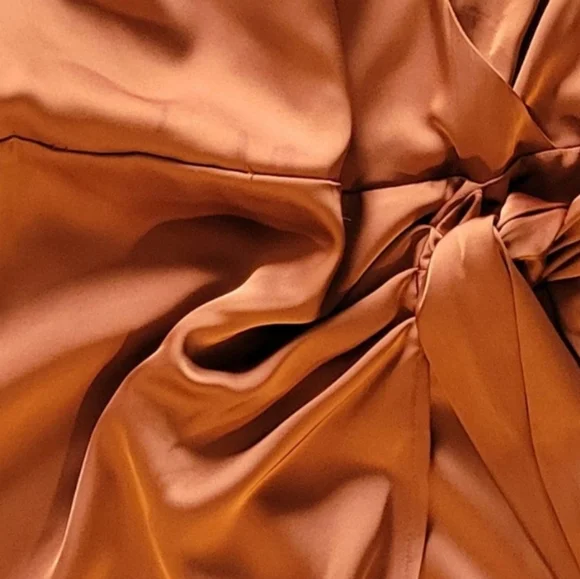 Sam Edelman Elegant Satin Wrap Dress in Rich Copper Size 4 - Picture 6 of 12